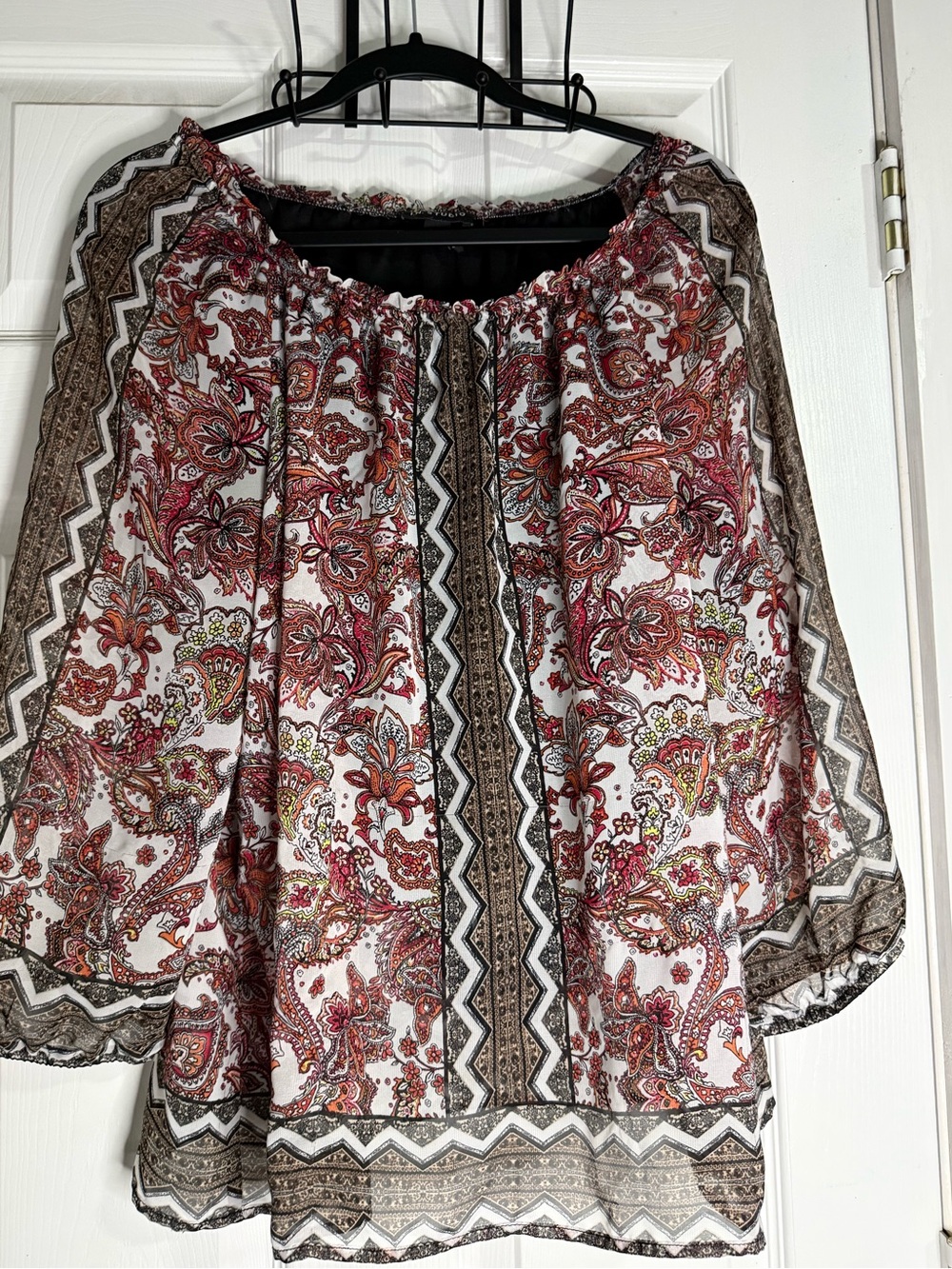 Boho Paisley Peasant Blouse Large IN Studio Flowy